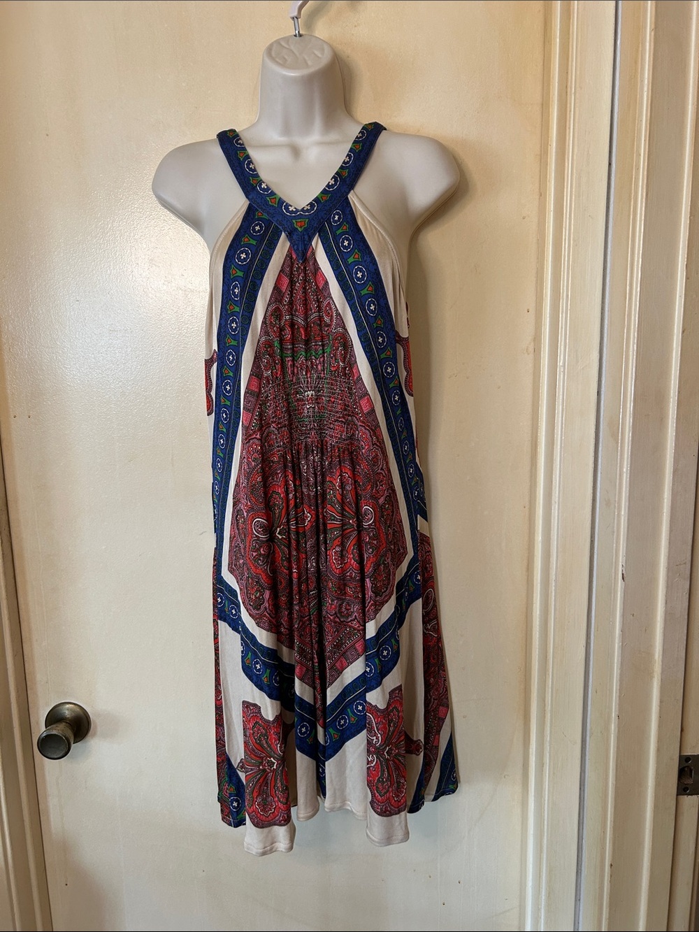 Anthropologie Leifnotes Tan Paisley Sundress size S